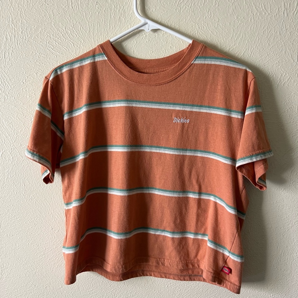 Dickies Orange and Teal Striped Tee